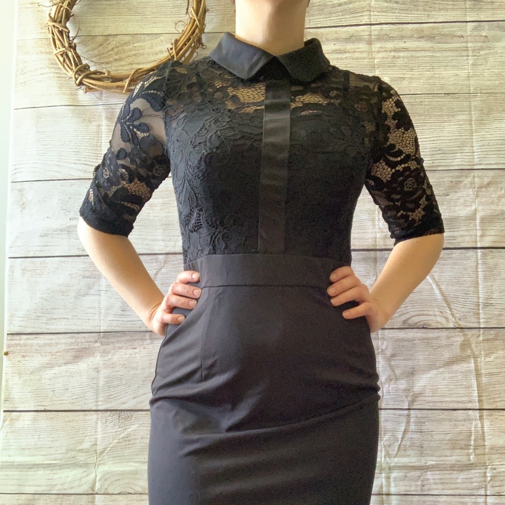 Black collar and lace dress